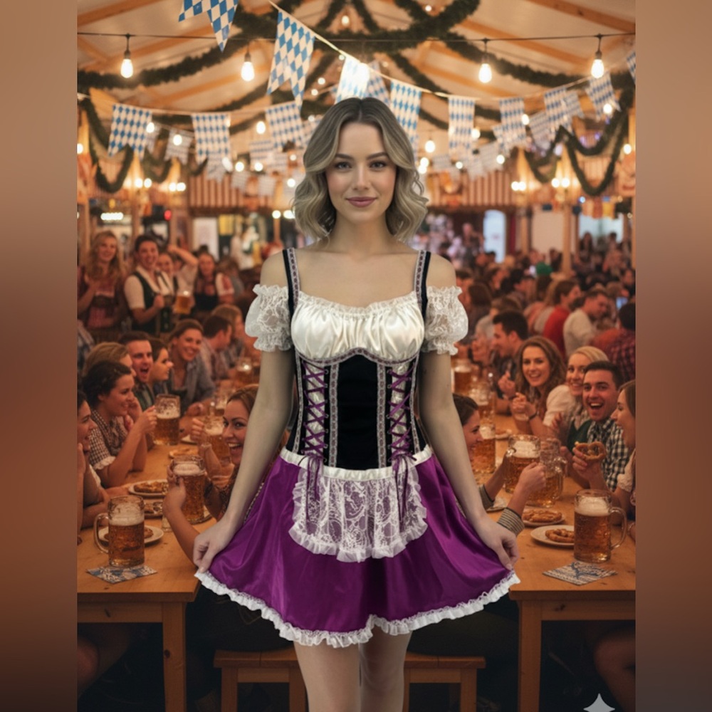 Vintage Y2K Fredericks Of Hollywood Corset Purple Satin Bar Tavern Wench Lace